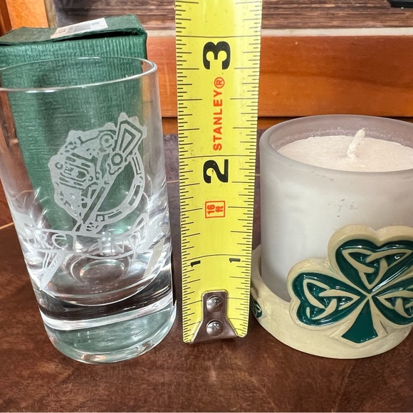 St Patrick’s Day Decor Lot Shamrock Crystal Shot Glass Stained Glass and More - Picture 7 of 11